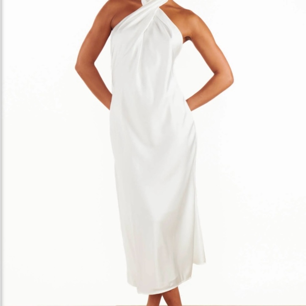 Show Me Your MuMu Elegant White Halter Dress